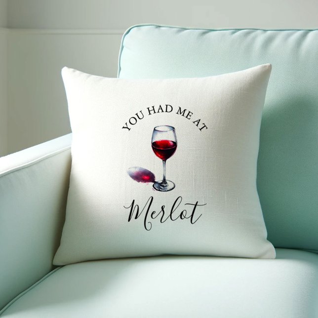 Vin Älskare Gift du hade mig på Merlot Kudde (Throw pillow wine lover gift. You had me at merlot by Victoria Grigaliunas of Do Tell A Belle)