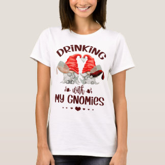 Vin Älskare Gnomes dricker med min Gnomies underba T Shirt