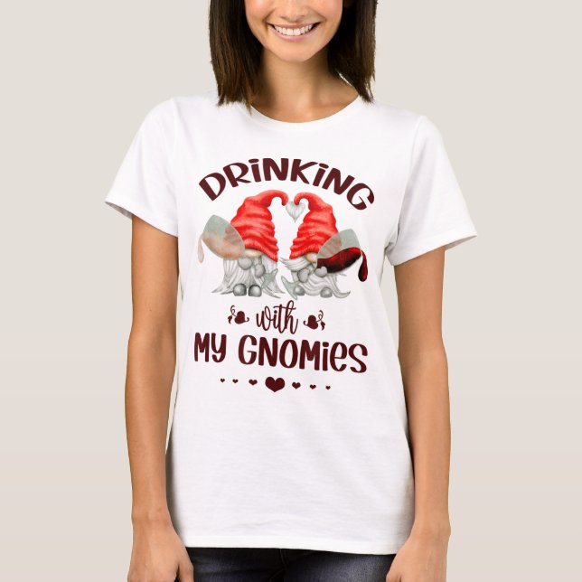 Vin Älskare Gnomes dricker med min Gnomies underba T Shirt (Framsida)