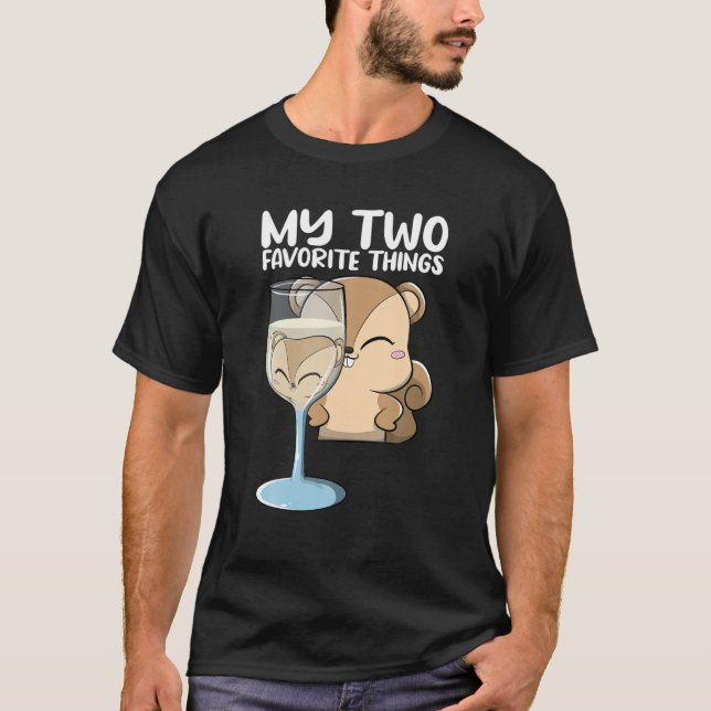 Vin Älskare och Cute Squirrel Cute Alcohol Reflect T Shirt (Framsida)