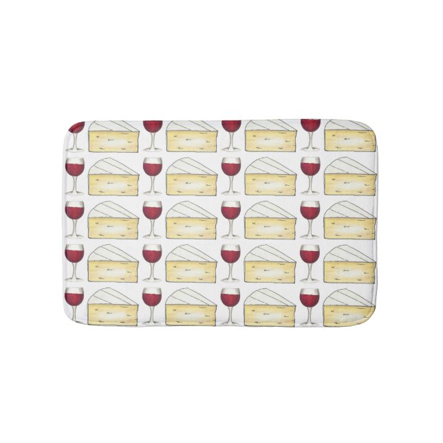 Vin Älskare Red Vin Glass Brie Cheese Winery Badrumsmatta (Framsidan)