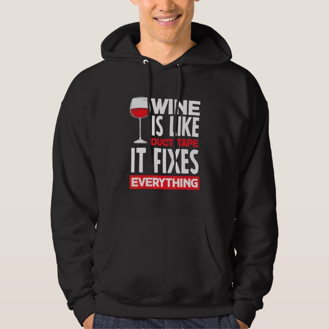 Vin är som silvertejp Det fixar allt Vin Ma Hoodie (Framsida)