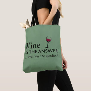 Vin är svaret på det lustiga vin citatet tygkasse