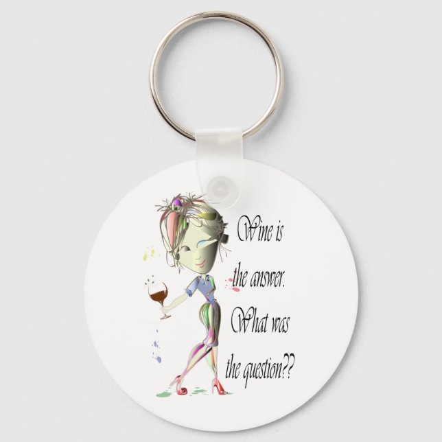 Vin är svaret - vad var frågan? nyckelring (Framsida)