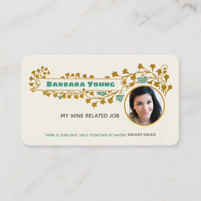 Vin Art nouveau Mucha grapevine ornament CC1022 Visitkort (Framsida)