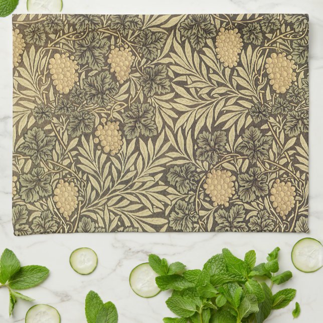 Vin av William Morris, Vintage textilmönster Kökshandduk (Vikta)