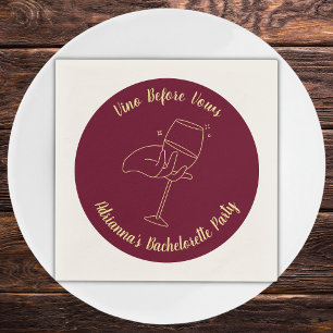 Vin Bachelorette Burgundy Vino före Vows Pappersservett