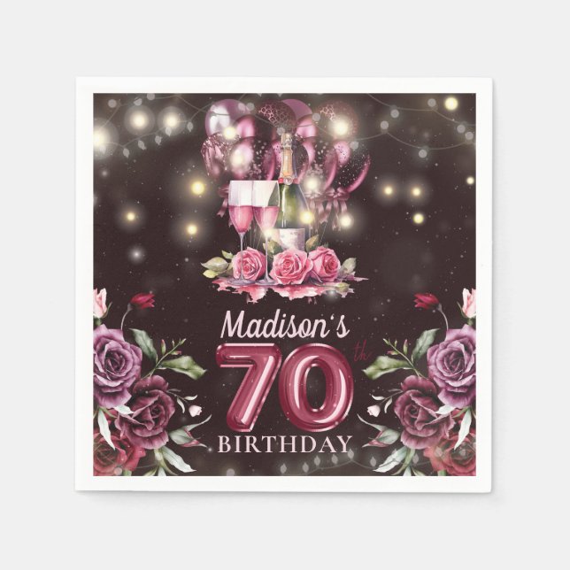 Vin & ballonger 70:e födelsedagseftermiddagen Pers Pappersservett (Framsidan)