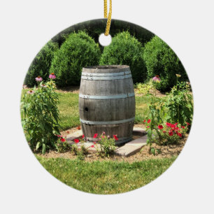 Vin Barrel Garden Decor, Chateau Morrisette, VA Julgransprydnad Keramik