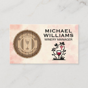 Vin Barrel   Glas och druvor från vin   Maskiner Visitkort