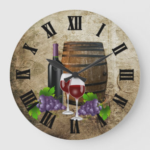 Vin Barrel och Glass Stor Klocka
