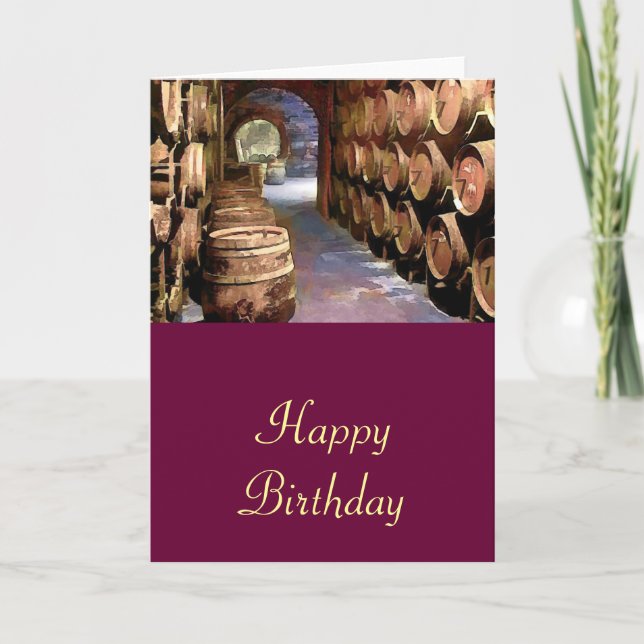 Vin Barrels i Vin Cellar Birthday Kort (Framsida)