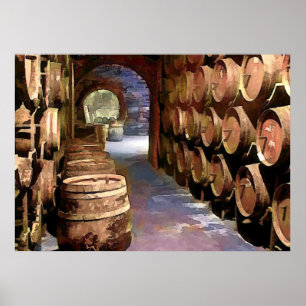 Vin Barrels i Vin Cellar Poster