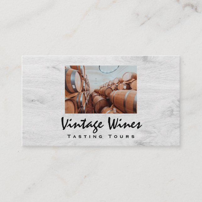 Vin Barrels | Trä Grain Visitkort (Framsida)