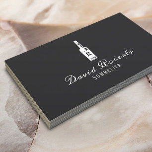 Vin Bartender Sommelier Elegant Mörk Grått Visitkort