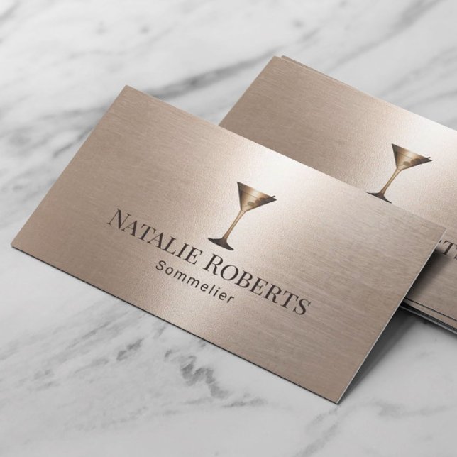 Vin Bartender Sommelier Luxury Guld Metallic Visitkort (Skapare uppladdad)