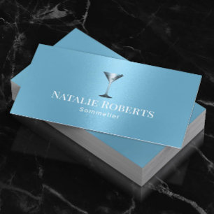 Vin Bartender Sommelier Modern Light Blue Visitkort