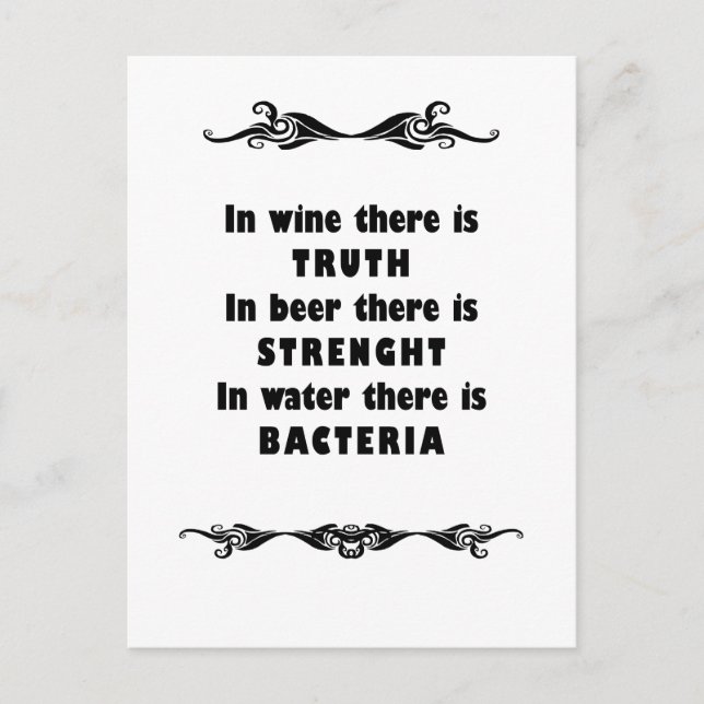Vin Beer Vatten Vykort (Framsida)