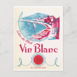 Vin Blanc White Vin Rosa Blue Cream Vintage Label Vykort