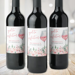 Vin Blommigt Födelsedagsfest Vinflaska Etikett