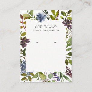 VIN BLUE GRÖNT PEONY FAUNA WREATH EARRING VISNING VISITKORT