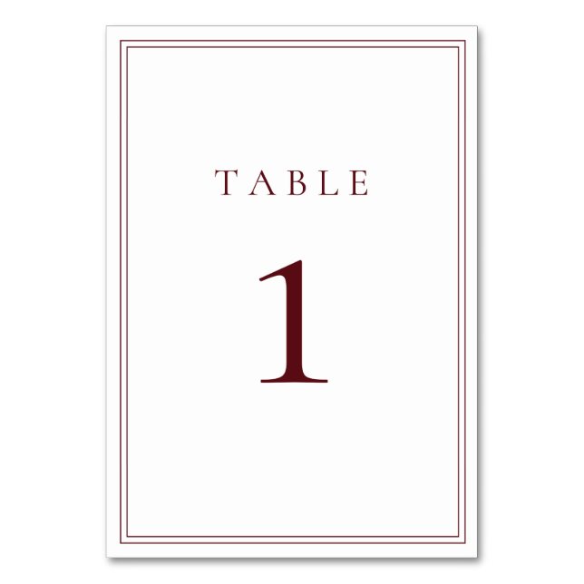 Vin Bordeaux Classic Minimalist Bordsnummer (Framsidan)
