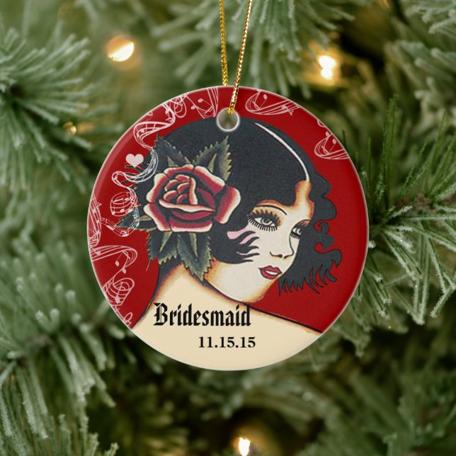 Vin Bröllop Gown Bridesmaid jul Ornament (Träd)