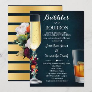 Vin Bubbles & Bourbon Par Shower Bröllop Inbjudningar
