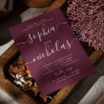 Vin Burgundy/Plum-förlovningsfest för skript Inbjudningar<br><div class="desc">Enkelt minimalistiskt manusmanus bröllop förlovningsfest i vin burgundy,  plum färg. Kontakta mig om du behöver fler artiklar.</div>