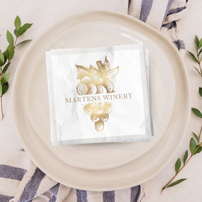 Vin Business Winery Elegant Guld Graps Pappersservett (Skapare uppladdad)