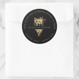 Vin Business Winery Guld Grapes Returadress Runt Klistermärke