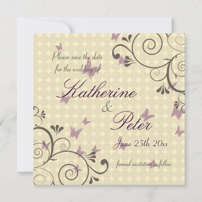 Vin & Butterfly Spara datuminbjudan. Datumet (Framsida)