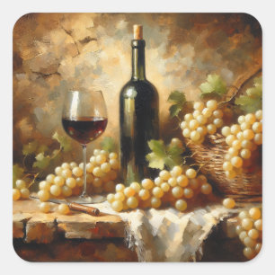 Vin Cellar Winery Graphics still Life Fyrkantigt Klistermärke