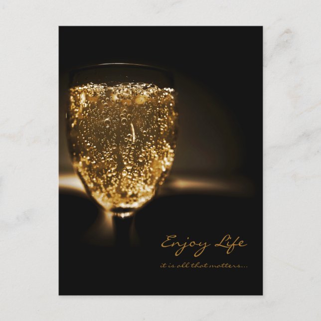 Vin Champagne inspirationcitationLife Vykort (Framsida)