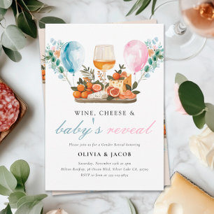 Vin & Cheese Gender Reveal Party Inbjudningar