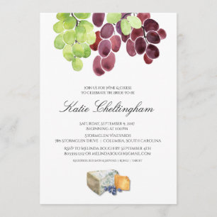 Vin & Cheese Inbjudningskort för möhippan 5x7