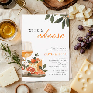 Vin & Cheese Par Shower Inbjudningar