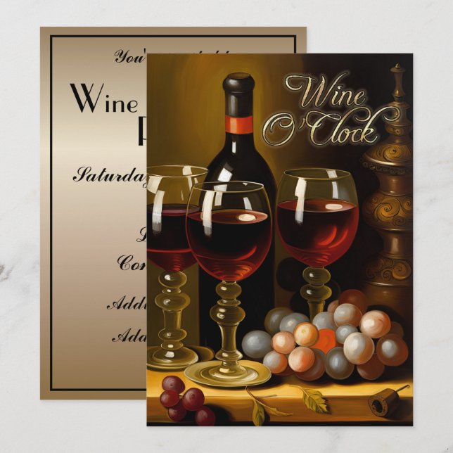 Vin & Cheese Party Inbjudningar (Fram/baksida)