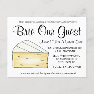 Vin Cheese Taste Cocktail Party Brie Vår gäst Inbjudan Vykort