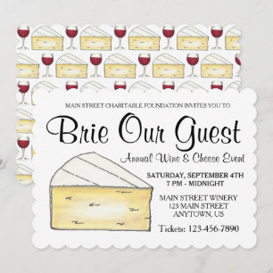 Vin Cheese Taste Cocktail Party Brie Vår gäst Inbjudningar