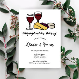 Vin & Cheese Taste Förlovningsfest ANPASSNINGSBAR Inbjudningar