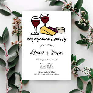 Vin & Cheese Taste Förlovningsfest ANPASSNINGSBAR Inbjudningar
