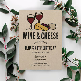 Vin & Cheese Tasting Party Birthday Kraft ANPASSNI Inbjudningar
