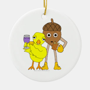 Vin Chick Beer Nöt Julgransprydnad Keramik