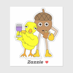 Vin Chick Beer Nöt Klistermärken
