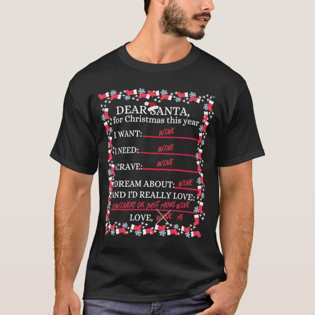 VIN CHRISTMAS LIST HELGDAG FÖR HER & HIM T SHIRT (Framsida)