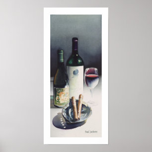 "Vin- & cigarr" stillebenvattenfärg Poster