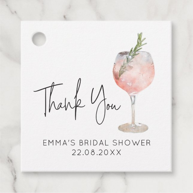 Vin Cocktail Rosa Bröllopsdusch Gåvor Etiketter (Framsida)