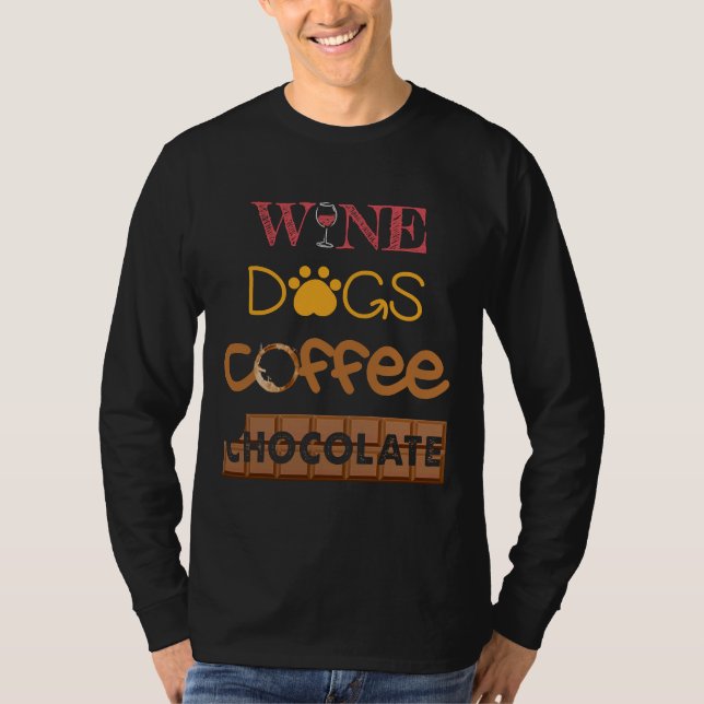 Vin Coffee Hundar Chocolate Drink T Shirt (Framsida)