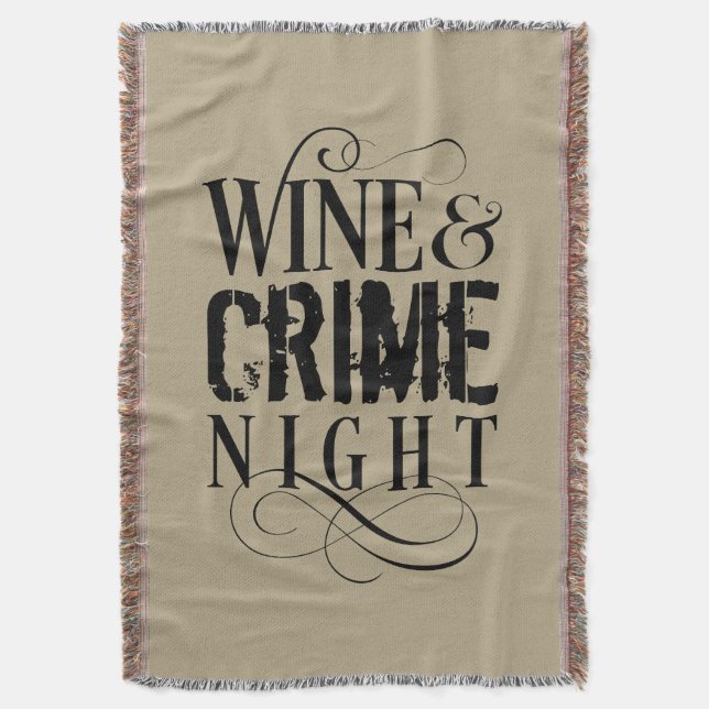 Vin & Crime Night - roligt brott Throw Blanke Filt (Framsidan Vertikal)